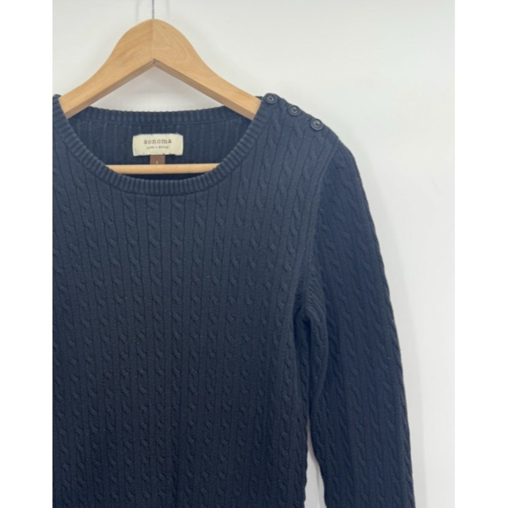 VTG Y2K Sonoma Womens Large Sweater Cotton Cable Knit Fisherman Preppy 90s
